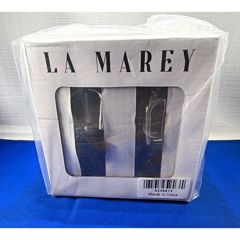 LA Marey Women's Genuine Leather Belts Set Black Textured & Smooth NIB 42"